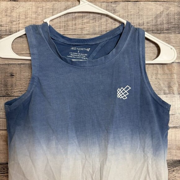 Jed North Womens Keyhole Back with Tie Tank Top Gym Blue Tie Dye Small - Picture 2 of 7
